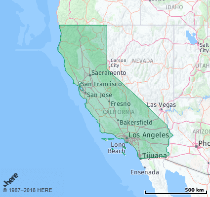 Map showing the ZIP Codes in the State of California
