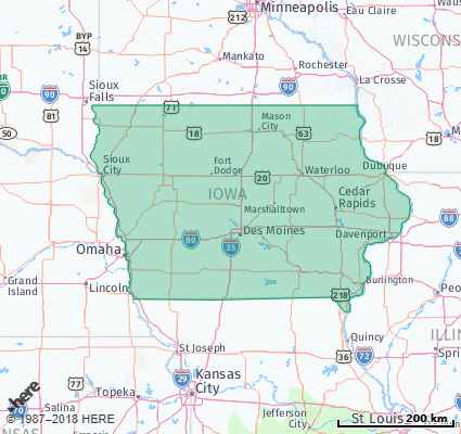 Map showing the ZIP Codes in the State of Iowa