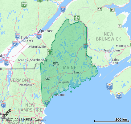 Map showing the ZIP Codes in the State of Maine