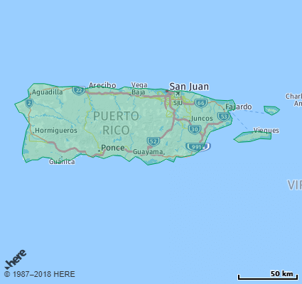 Map showing the ZIP Codes in the State of Puerto Rico