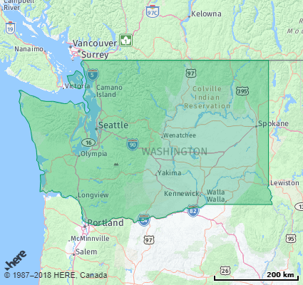 Map showing the ZIP Codes in the State of Washington