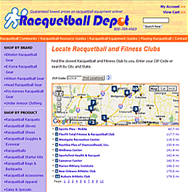 Locate Racquetball & Fitness Clubs