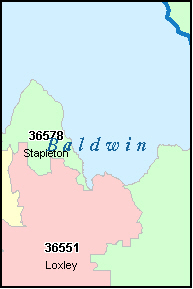 BALDWIN County, AL ZIP Code Map