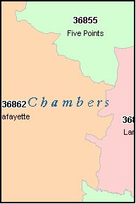 CHAMBERS County, AL ZIP Code Map