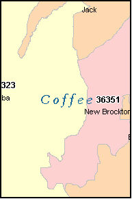 COFFEE County, AL ZIP Code Map