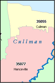 CULLMAN County Alabama Digital ZIP Code Map