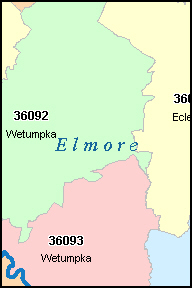 ELMORE County, AL ZIP Code Map