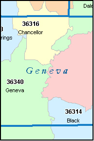 GENEVA County, AL ZIP Code Map