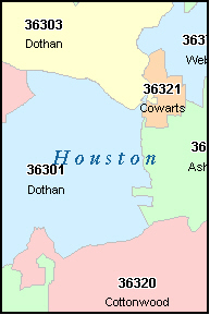 HOUSTON County, Alabama Digital ZIP Code Map