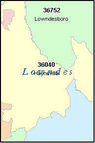 LOWNDES County, AL ZIP Code Map