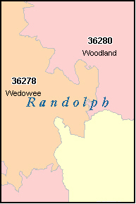 RANDOLPH County, AL ZIP Code Map