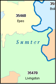 SUMTER County, AL ZIP Code Map