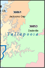 TALLAPOOSA County, AL ZIP Code Map