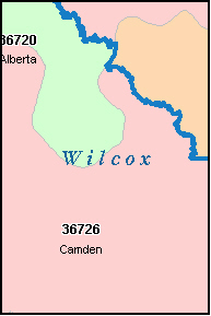 WILCOX County, AL ZIP Code Map