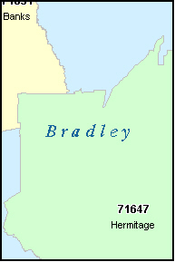 BRADLEY County, AR ZIP Code Map
