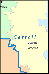 CARROLL County, Arkansas Digital ZIP Code Map
