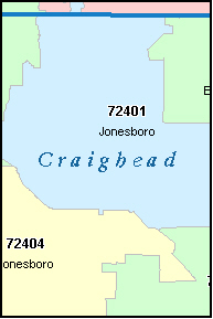 CRAIGHEAD County, AR ZIP Code Map