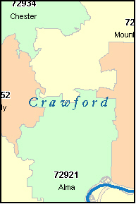 CRAWFORD County, AR ZIP Code Map
