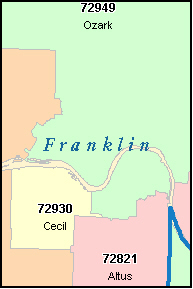 FRANKLIN County, AR ZIP Code Map