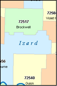 IZARD County, AR ZIP Code Map