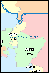 LAWRENCE County, AR ZIP Code Map