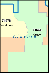 LINCOLN County, AR ZIP Code Map