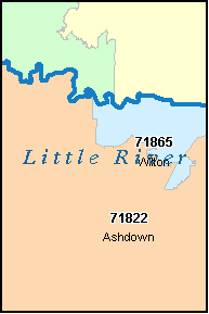 LITTLE RIVER County, AR ZIP Code Map