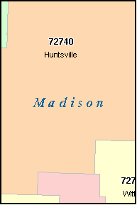 MADISON County, AR ZIP Code Map