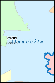 OUACHITA County, AR ZIP Code Map
