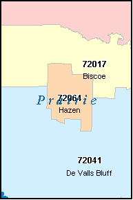 PRAIRIE County, AR ZIP Code Map