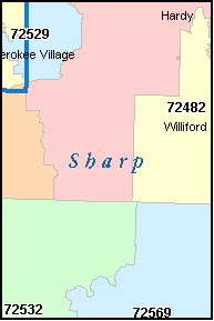 SHARP County, AR ZIP Code Map