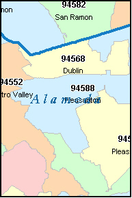 ALAMEDA County, California Digital ZIP Code Map