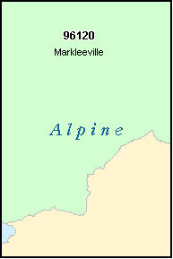 ALPINE County, CA ZIP Code Map