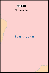 LASSEN County, CA ZIP Code Map