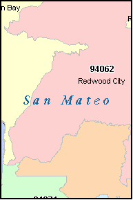 SAN MATEO County, CA ZIP Code Map