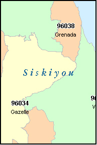 SISKIYOU County, CA ZIP Code Map