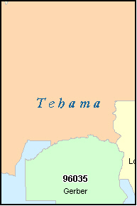 TEHAMA County, CA ZIP Code Map