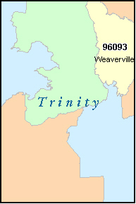 TRINITY County, CA ZIP Code Map