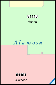 ALAMOSA County, CO ZIP Code Map