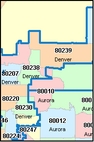 zip denver map code county codes colorado maps