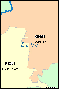 LAKE County, CO ZIP Code Map