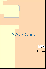 PHILLIPS County, CO ZIP Code Map