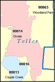 TELLER County, CO ZIP Code Map