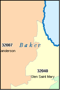 BAKER County, FL ZIP Code Map