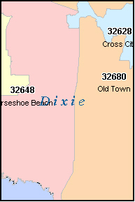 DIXIE County, FL ZIP Code Map