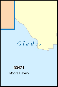 GLADES County, FL ZIP Code Map
