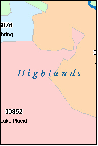 HIGHLANDS County, FL ZIP Code Map