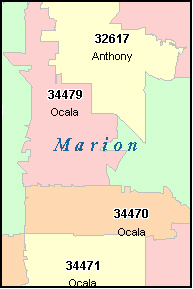 MARION County, Florida Digital ZIP Code Map