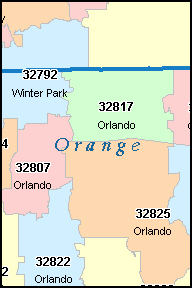ORLANDO Florida, FL ZIP Code Map Downloads