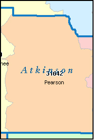 ATKINSON County, GA ZIP Code Map